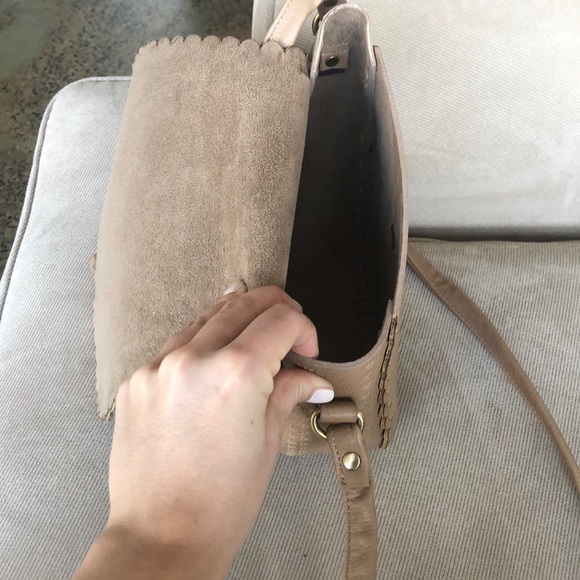 Leather tan cross body boho bag - Picture 3 of 4